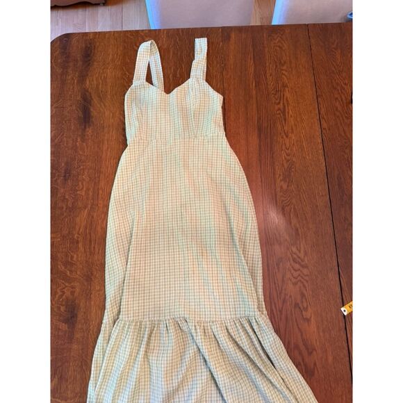 Mango Dresses & Skirts - MNG Mango Green Gingham Seersucker Midi Dress Smocked Back Size S